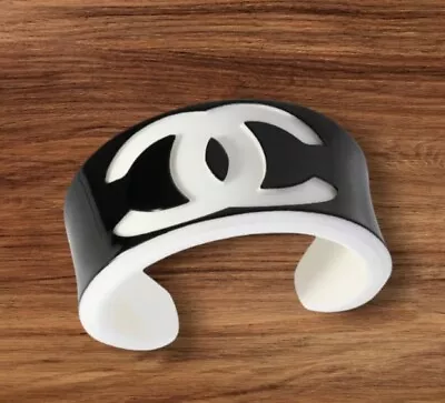 Chanel White & Black Resin Cuff Bracelet • $250