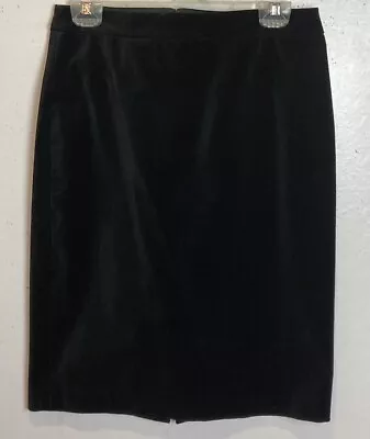 J Crew Pencil Skirt Womens Size 2 Black Velvet Stretch Below Knee Length Slit • $12.66