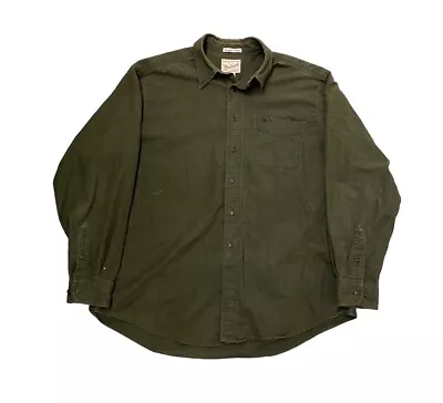 Vintage Woolrich Chamois Flannel Shirt Men's XL Army Green Heavyweight 90s • $29.99