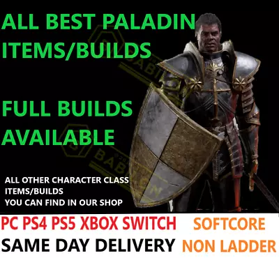 ✅ Pc Ps4 Ps5 Xbox Switch✅ Paladin All Best Items Builds Diablo 2 Resurrected D2r • $5.43