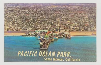 Pacific Ocean Park Santa Monica California Postcard Aerial View • $5.35