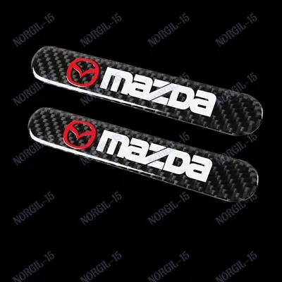 $12.38 • Buy MAZDA Carbon Fiber Car Trunk Side Fenders Door Badge Scratch Guard Sticker X2