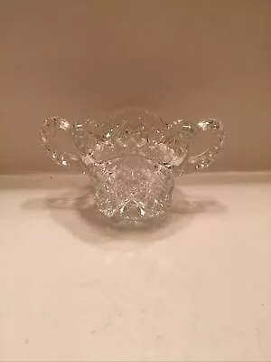 Vintage  Pressed Glass Sawtooth Open Top Sugar Bowl With 2 Handles • $17.95