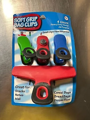 Jacent Soft Grip Bag Clips 1 Large 3 Small Magnetic Multipurpose New In Pack NIP • $1.99