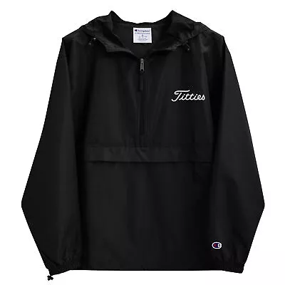 Titties Embroidered Champion Packable Golf Jacket (Titleist Font Spoof) • $50