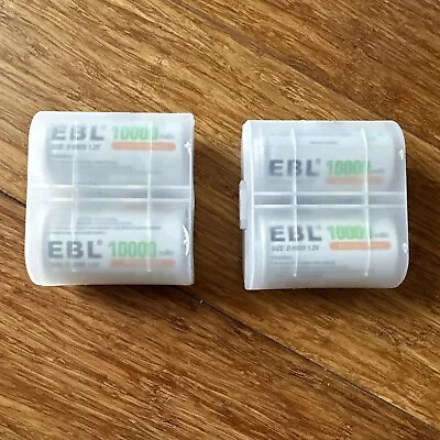 EBL D Size Rechargeable Batteries D Cell 10000mah NiMH Battery 4 Count Open Box. • $25