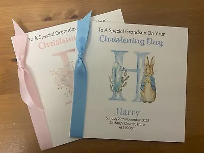 £4.50 • Buy Personalised Handmade Christening/Naming Day/Baptism Card, Peter Rabbit/Beatrix 