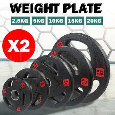 Olympic Bumper Weight Plates 2.5KG-20KG Rubber Weightlifting Barbell Fitness AU • $41.95