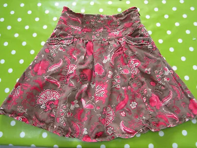£3.50 • Buy Marese Girls Skirt Designer Brown Deep Pink Pockets Variable Waist Age 7-8yrs