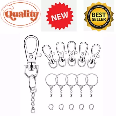 100 Pcs Metal Swivel Clasps Lanyard Hook Lobster Claw Clasp With Key Chain Rings • $15.69