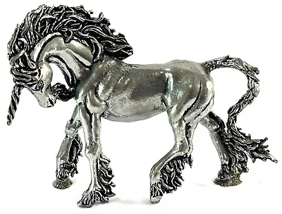 Beautiful Vintage Unicorn Horse Figurine Statue Silver 14oz 5.5” Long 3.5” Tall • $11.23
