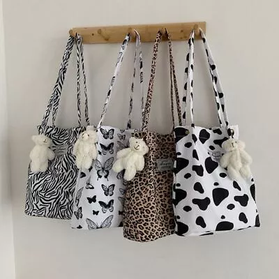 Cow Pattern Casual Tote Bag Leopard Print Print Handbag  Women • £6.44