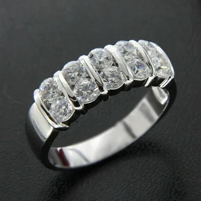 $1.84 • Buy 925 Silver Women Wedding Ring Elegant Cubic Zircon Jewelry Gift Sz 6-10