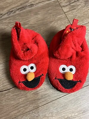 Sesame Street Elmo Little Kids Red Plush Slippers Sz L3-4 • $5.99