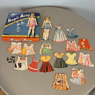 Vintage Milton Bradley Magic Mary Magnetic Snap On Paper Doll Set In Box • $12.74