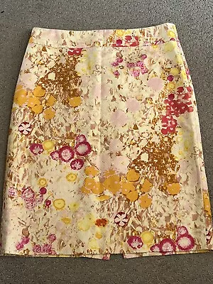 J Crew Sunshine Peony Pencil Skirt Floral Zip Back Career Sz 8 EUC • $25