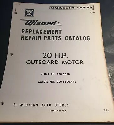 1969 Wizard Outboard Motor 20 Hp Parts Manual (405)  • $15.99