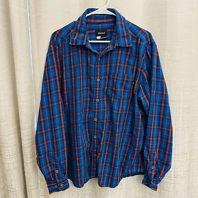 Marmot Cotton Polyester Blend Flannel Shirt Mens XL Blue Red Plaid • $18.88