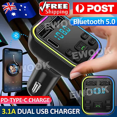 Bluetooth 5.0 Radio Car Kit Wireless FM Transmitter Dual USB Charger MP3 Player • $11.85