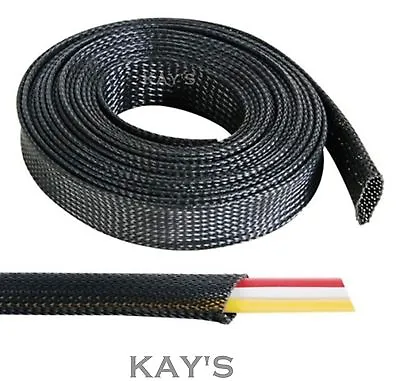 Black Braided Cable Sleeving Sheathing - Auto  Electrics Wire Harnessing Marine • £236.75