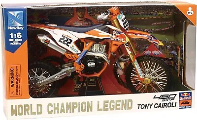 Newray TONY CAIROLI FACTORY KTM 450 1:6 Die-Cast Motocross MX Toy Model Bike • £54.99