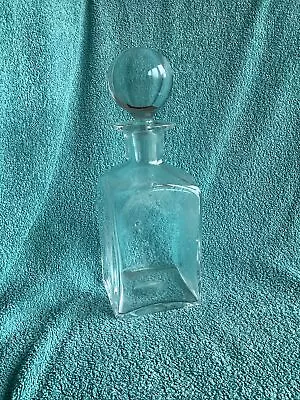 Vintage Heavy Lead Crystal Plain Glass Square Decanter • £10