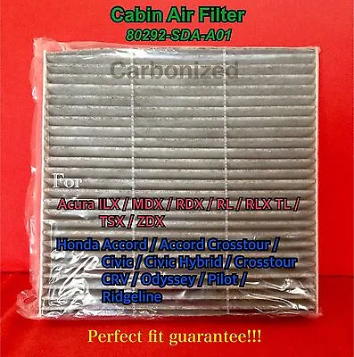 CARBONIZED CABIN AIR FILTER For Honda ACCORD CIVIC CRV Acura MDX RDX RL TL TSX • $10.48