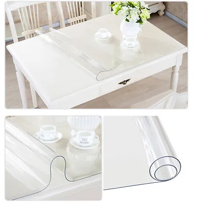 Rectangle Waterproof PVC Clear Transparent Tablecloth Table Cover Mat Protector • $19.40