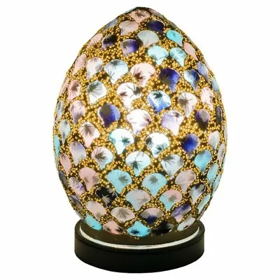 Egg Lamp Blue & Pink Mini Tile Mosaic Glass Table Lamp Desk Bedside Lounge  77BP • £24.50