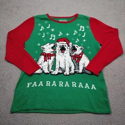 Ugly Christmas Sweater Top Womens XXL Pullover Xmas Sweaters Dog Woof Music • $19.95