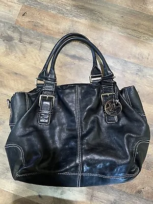 Michael Kors Brookville Large Black Leather Drawstring Tote Bag W/ Pockets • $45