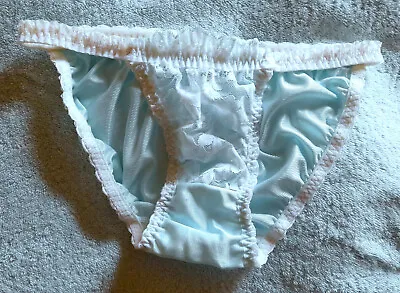 Baby Blue Vintage Nylon String Bikini Panties Tanga Knickers UK 8/10 33-35  Hips • $6.79