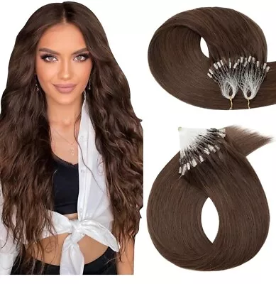 24 Inch Micro Link Human Hair Extensions 100pcs Medium Brown • $60