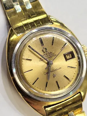 Vintage 1966 OMEGA Constellation Automatic Cal. 682 18K Yellow Gold Watch • $3399.95