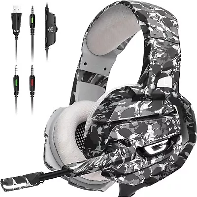 Gaming Headset With Microphone For PC Laptop PS4 Xbox One PS5 Headphones LED USB • £11.99