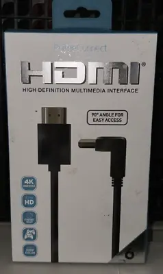 HDMI Ultra HD Right Angle Cable 90 Degree Elbow Flat Cord 4K 6FT Black NIB • $13.99