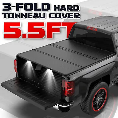 5.5FT Hard Tonneau Cover 3-Fold For 2015-2024 Ford F150 F-150 Truck Bed W/ Lamp • $385.90