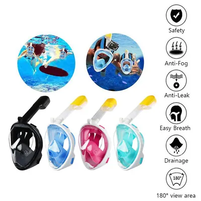 $26.40 • Buy Adult Kid Full Face Snorkel Mask Set Anti-fog Safe Diving Goggles For GoPro Swim