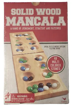 New Solid Wood Mancala Game Folding 48 Multi Colored Stones Cardinal #18001 • $18.99