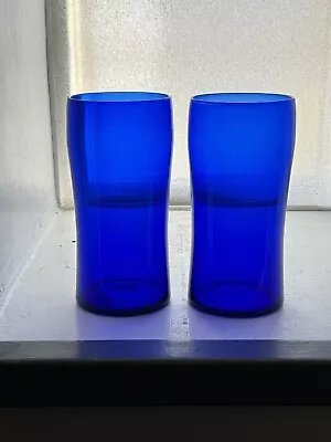 Rare Set Of 2 Old Morgantown No.907 Cobalt Ritz Blue Tumblers Little King • $25