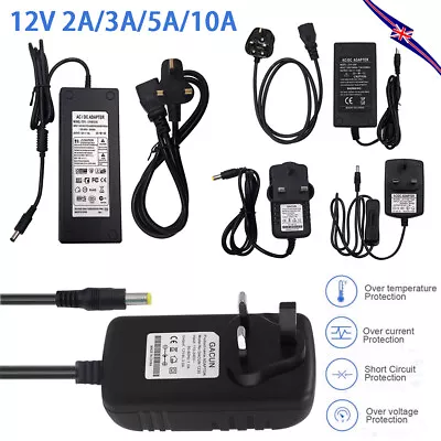 Mains Transformer 12V 2A 3A 5A 10A UK Plug AC/DC Adapter Power Supply Charger UK • £6.70