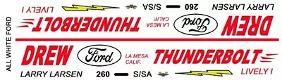 Drew Ford La Mesa California Thunderbolt 1/18th Scale Waterslide NHRA Drag Decal • $11.50