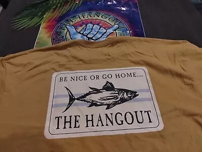 Myrtle Beach The Hangout Shirt  (100% Cotton Adult XL Tee) Honey Tan Fish Tuna • $17.99