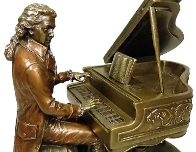 MOZART Playing Piano Sculpture Statue Rich Antique Bronze Color • $108