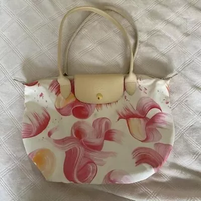 Longchamp Le Pliage Tote Bag Limited Edition Splash Design Pink And Orange • $85