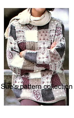 £4.15 • Buy Ladies Pretty Patchwork Sweater + Cardigan Knitting Pattern DK. Jumper, Jacket.
