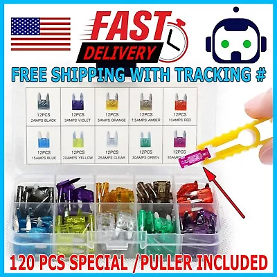 120pcs Mini Blade Fuse Assortment Auto Car Motorcycle SUV Fuses Kit APM ATM UTV • $5.49