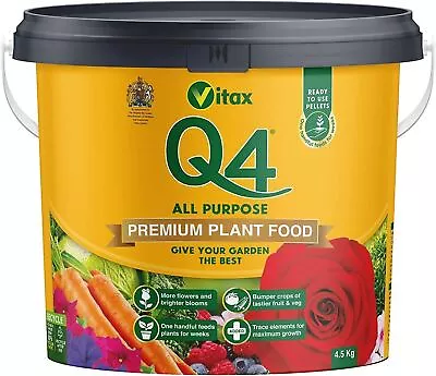 Vitax Q4 Plant Fertiliser All Purpose Premium Pellets Organic Feed Tub 4.5/2.5Kg • £12.29