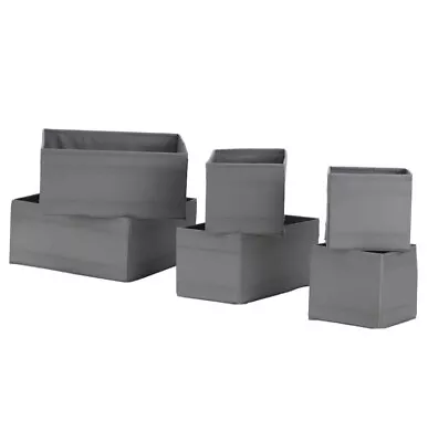 IKEA SKUBB Set Of 6 Drawer Organiser Storage Cloth Box Wardrobe Grey • £12.99