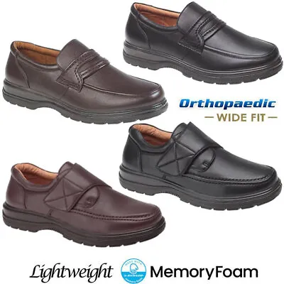 Mens Wide Fit Shoes Memory Foam Walking Driving Soft Slip On Comfort Casual Shoe • £18.95